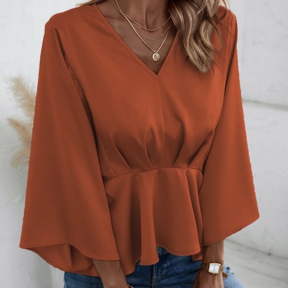 V neck Kimono Sleeve Oversized Blouse - Picture 14 of 15